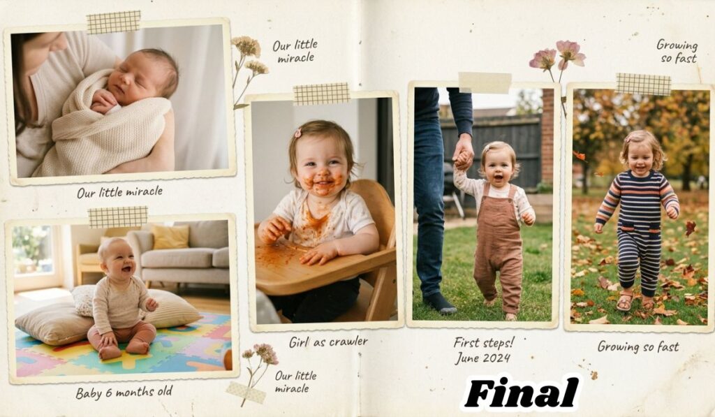 Best short daughter captions for Instagram - daughter growing up collage